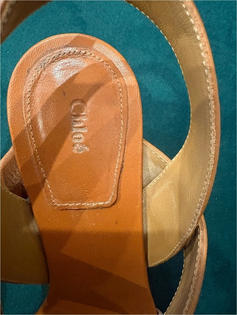 Chloe Mia Two-Tone Leather Slingback Sandals in Tan and Ivory